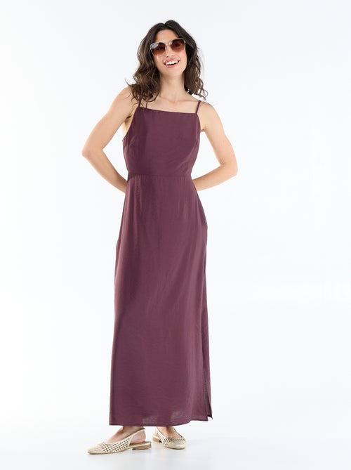 Vestido largo satinado de tirantes finos - Kiabi