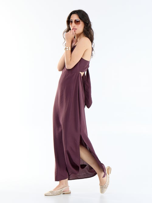 Vestido largo satinado de tirantes finos - Kiabi
