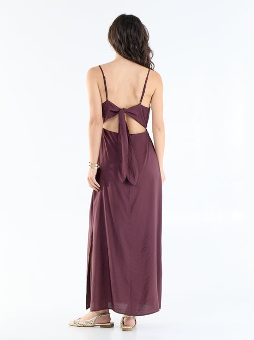 Vestido largo satinado de tirantes finos - Kiabi