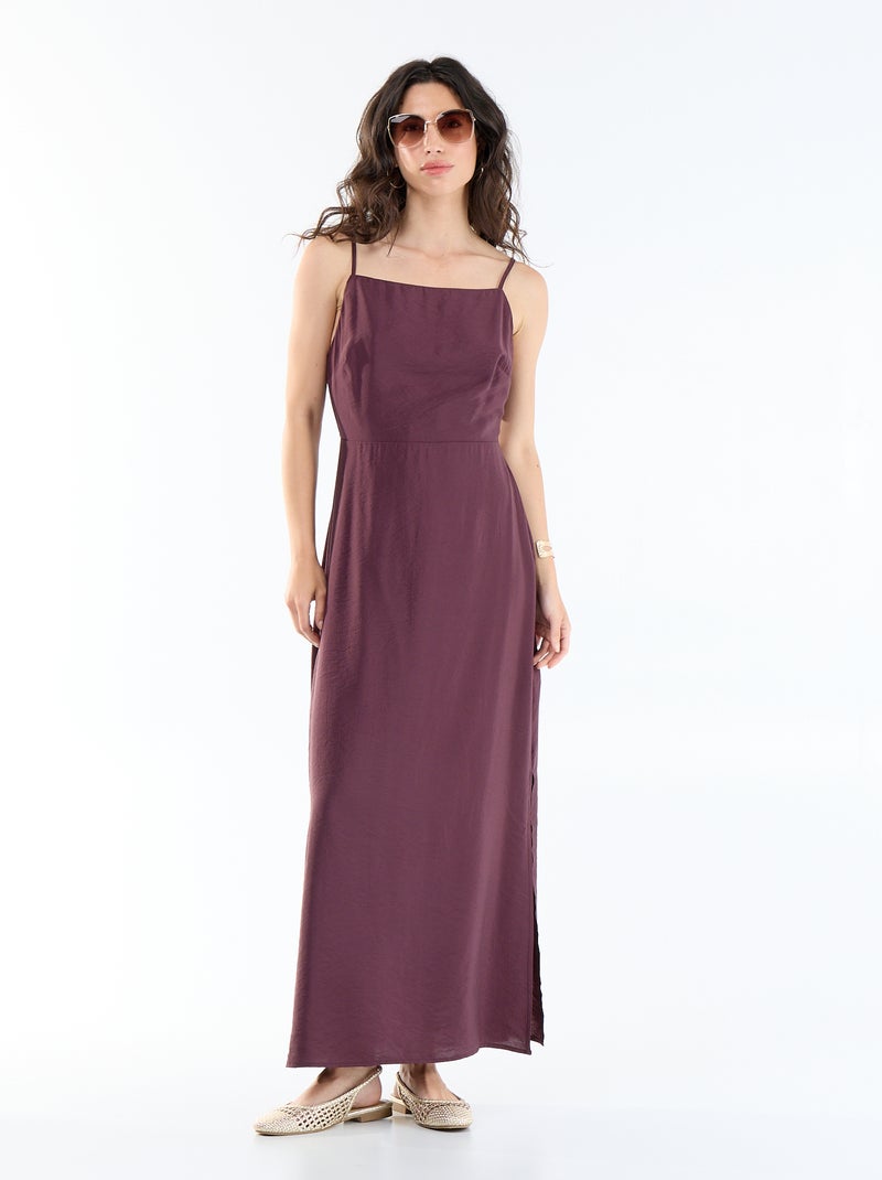 Vestido largo satinado de tirantes finos Purpura - Kiabi