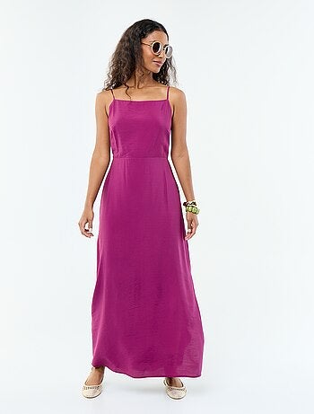 Vestido largo satinado de tirantes finos