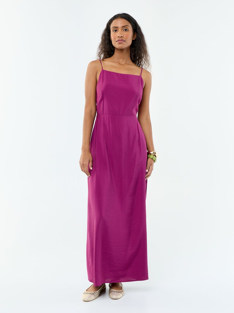 Vestido largo satinado de tirantes finos Purpura - Kiabi