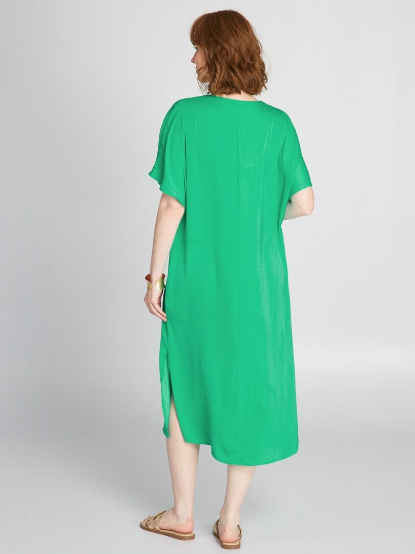 Vestido largo satinado Verde - Kiabi