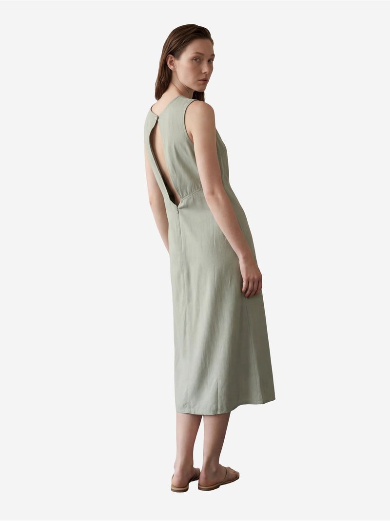Vestido largo sin mangas con cuello en u y abertura my fashion Verde pastel - Kiabi