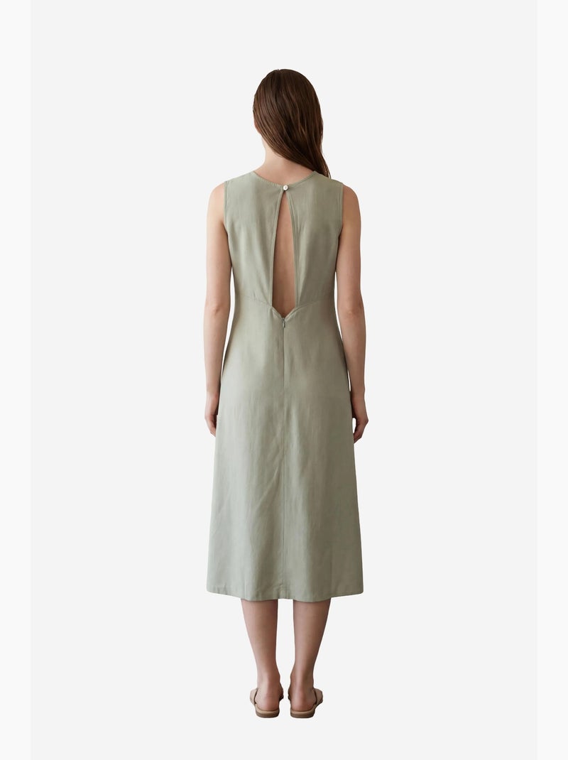 Vestido largo sin mangas con cuello en u y abertura my fashion Verde pastel - Kiabi