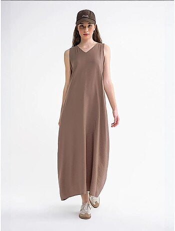Vestido largo sin mangas con cuello en v y bolsillos mixray