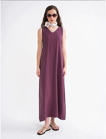 Vestido largo sin mangas con cuello en v y bolsillos mixray