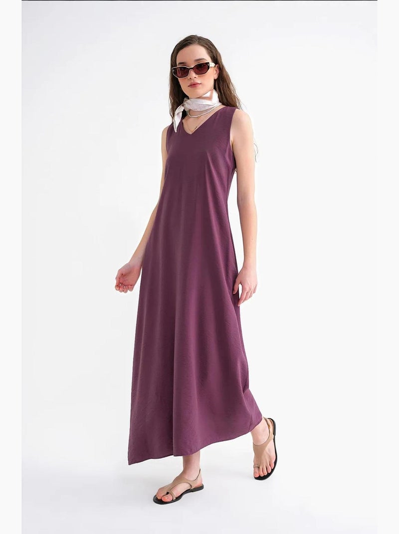 Vestido largo sin mangas con cuello en v y bolsillos mixray Rojo burdeos - Kiabi