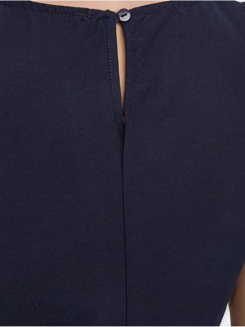 Vestido largo sin mangas con cuello redondo y forma de a hiccup Azul marino - Kiabi