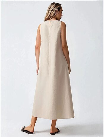 Vestido largo sin mangas con cuello redondo y forma de a hiccup