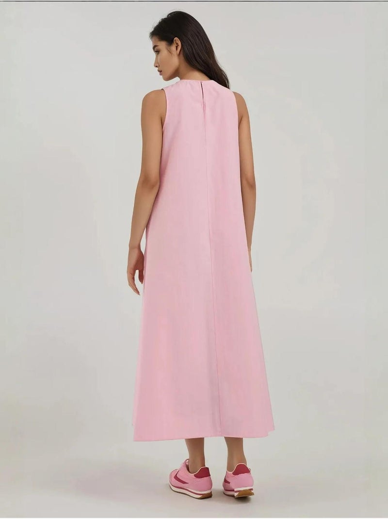 Vestido largo sin mangas con cuello redondo y forma de a hiccup Rosa claro - Kiabi