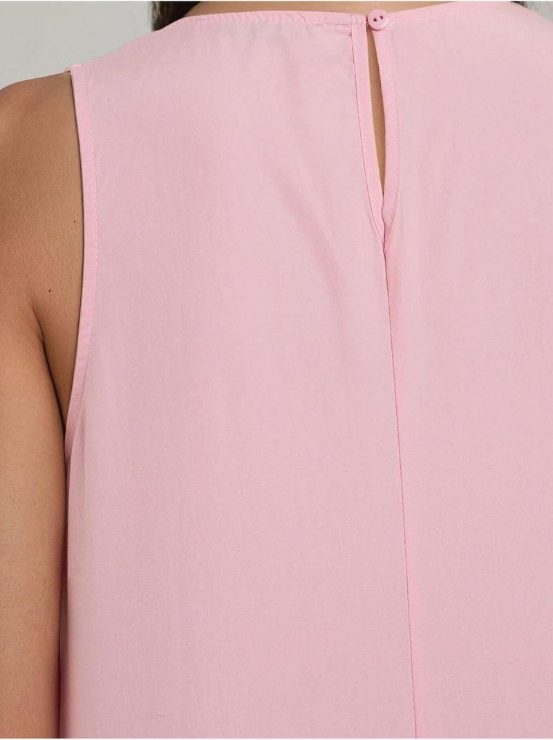 Vestido largo sin mangas con cuello redondo y forma de a hiccup Rosa claro - Kiabi