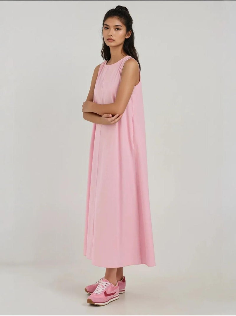 Vestido largo sin mangas con cuello redondo y forma de a hiccup Rosa claro - Kiabi