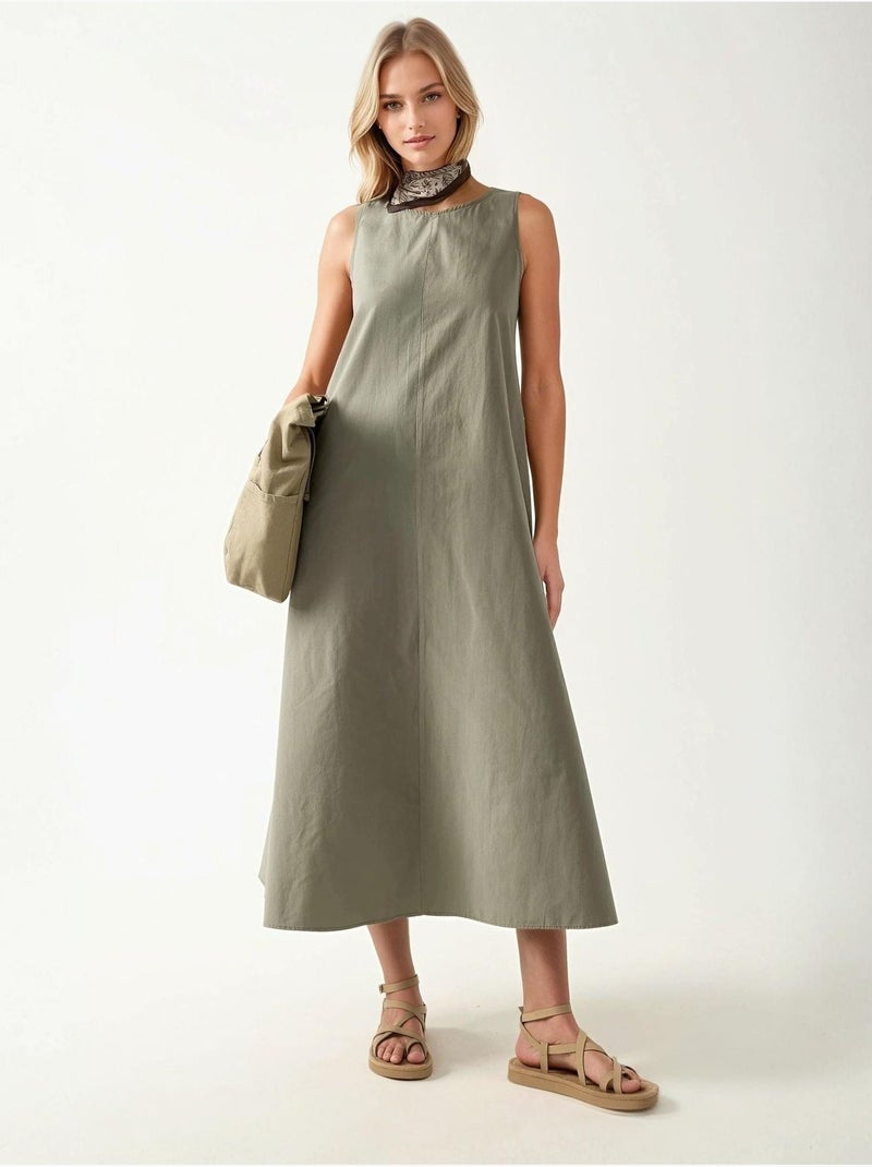 Vestido largo sin mangas con cuello redondo y forma de a hiccup Verde pastel - Kiabi