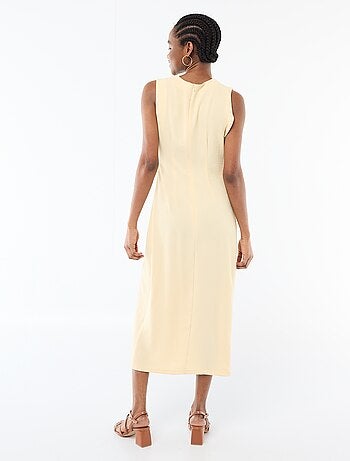 Vestido largo sin mangas con efecto drapeado