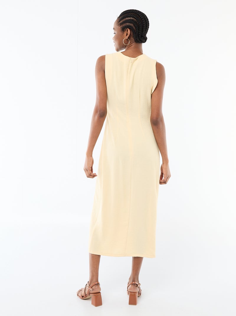 Vestido largo sin mangas con efecto drapeado Amarillo - Kiabi