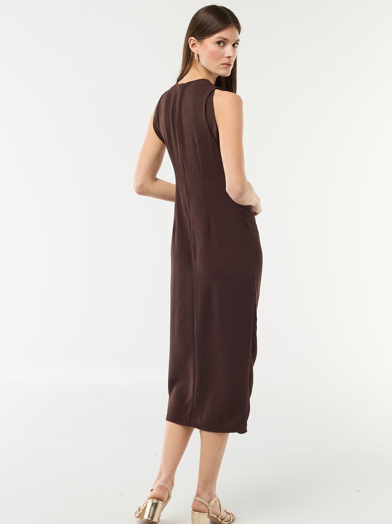 Vestido largo sin mangas con efecto drapeado Marron - Kiabi