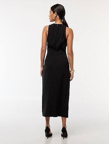 Vestido largo sin mangas con efecto drapeado