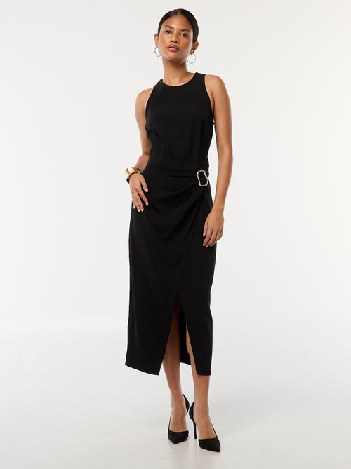Vestido largo sin mangas con efecto drapeado - Kiabi