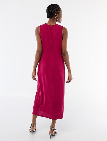 Vestido largo sin mangas con efecto drapeado