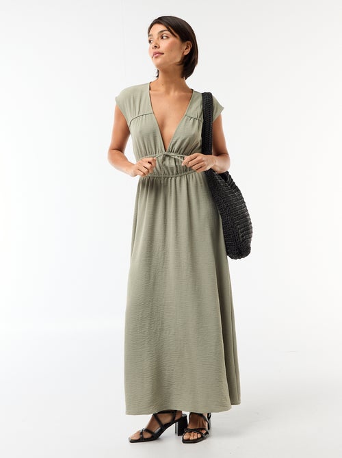 Vestido largo sin mangas con nudo - Kiabi