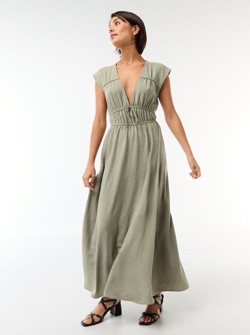 Vestido largo sin mangas con nudo - Kiabi