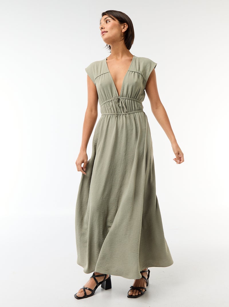 Vestido largo sin mangas con nudo Verde - Kiabi