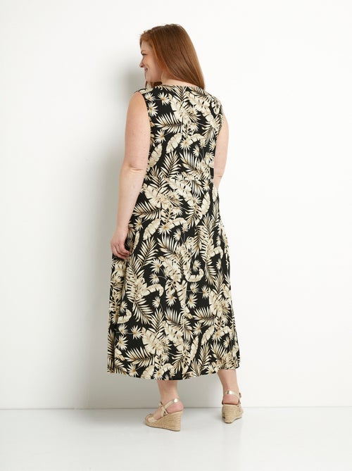 Vestido largo sin mangas con vuelo y estampado de follaje - Afibel - Kiabi