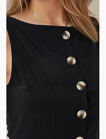 Vestido largo sin mangas en forma de a con detalle de botones hiccup