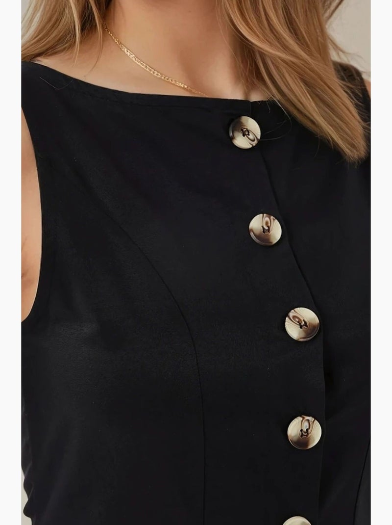 Vestido largo sin mangas en forma de a con detalle de botones hiccup Negro - Kiabi