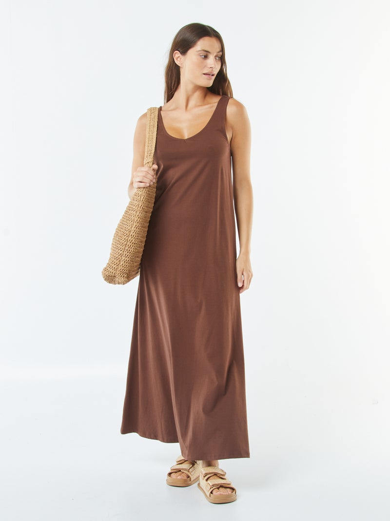 Vestido largo sin mangas Marron - Kiabi