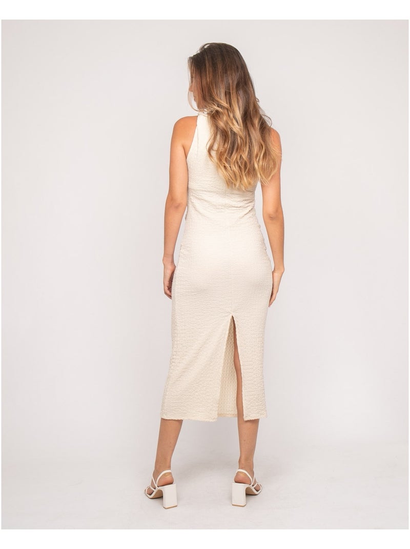 Vestido largo sin mangas texturizado IZAK Crudo - Kiabi