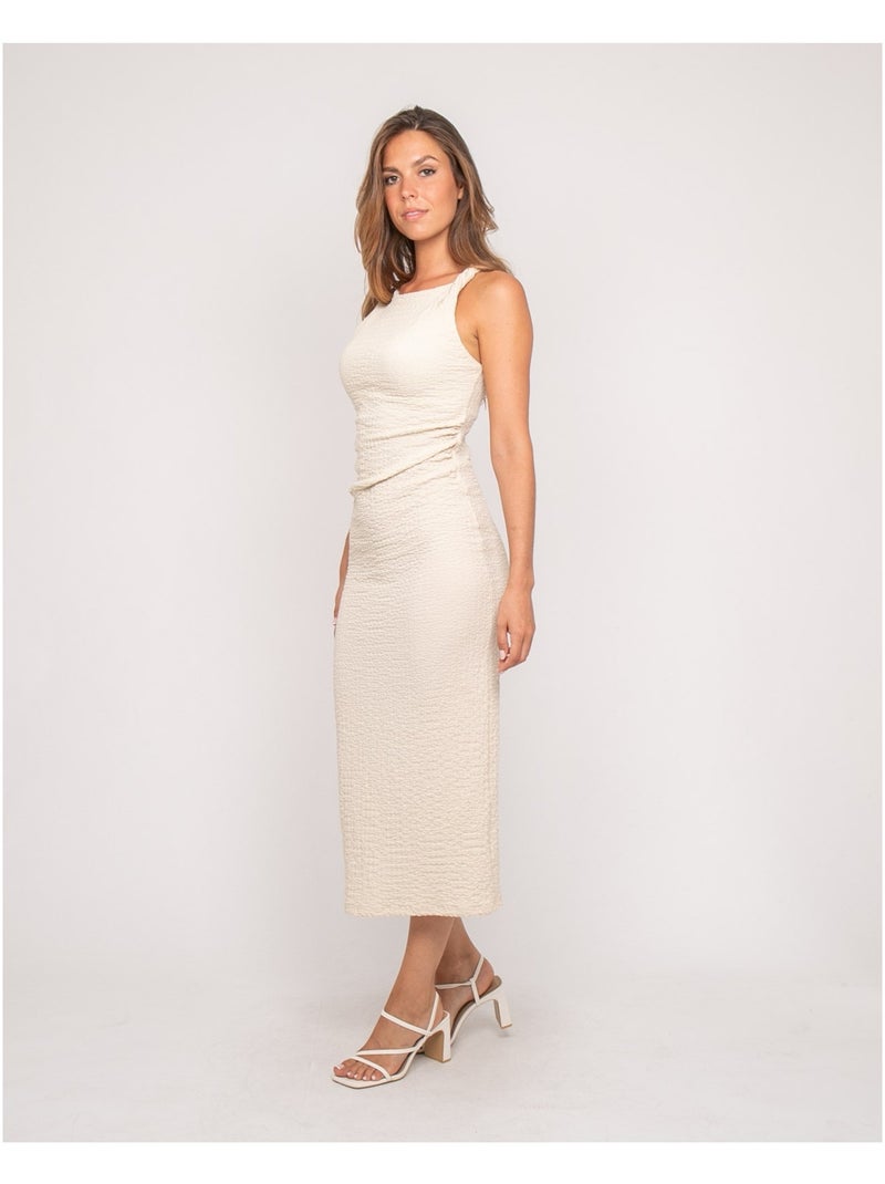 Vestido largo sin mangas texturizado IZAK Crudo - Kiabi