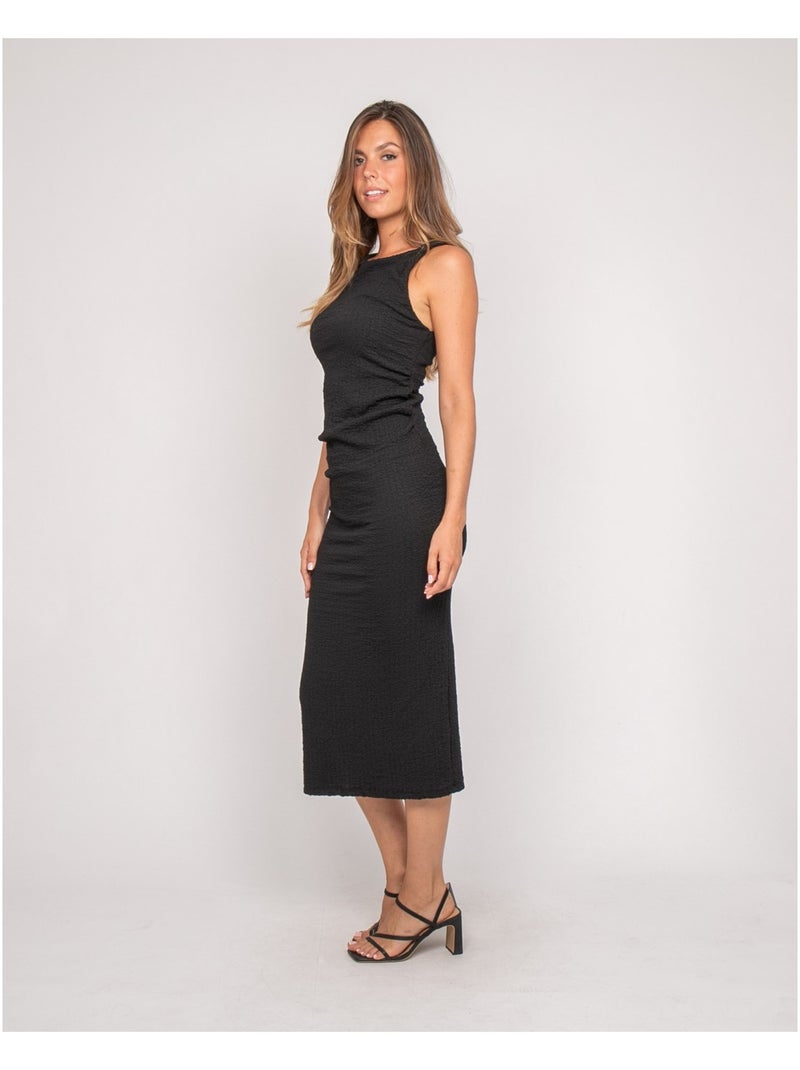 Vestido largo sin mangas texturizado IZAK Negro - Kiabi