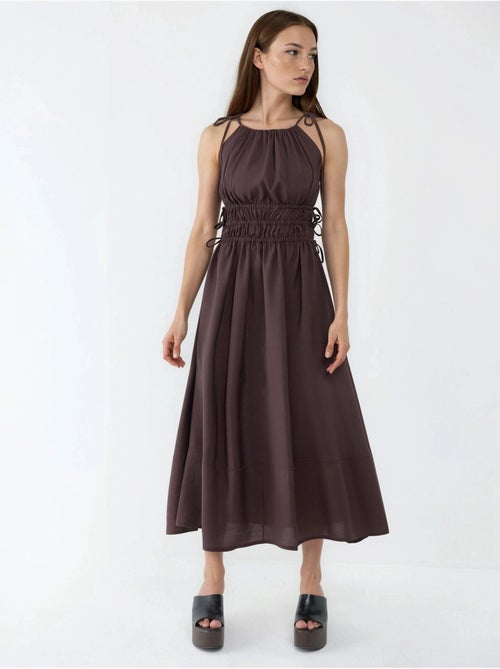 Vestido largo sin tirantes con detalle elástico busem - Kiabi