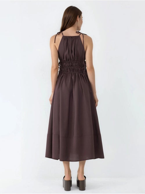 Vestido largo sin tirantes con detalle elástico busem - Kiabi