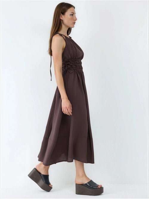 Vestido largo sin tirantes con detalle elástico busem - Kiabi