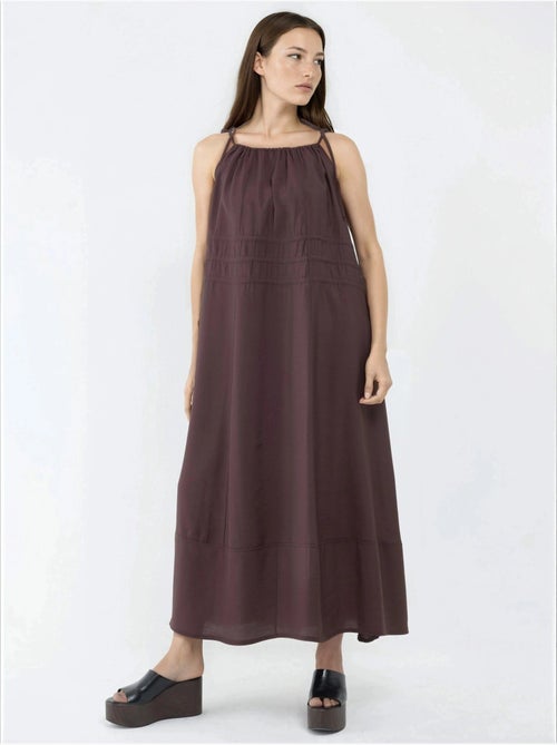 Vestido largo sin tirantes con detalle elástico busem - Kiabi