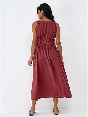 Vestido largo sin tirantes con detalle elástico busem