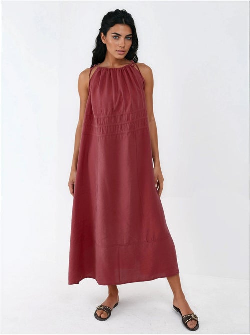 Vestido largo sin tirantes con detalle elástico busem - Kiabi