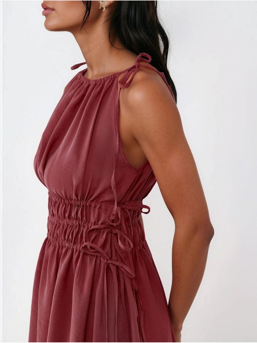 Vestido largo sin tirantes con detalle elástico busem - Kiabi