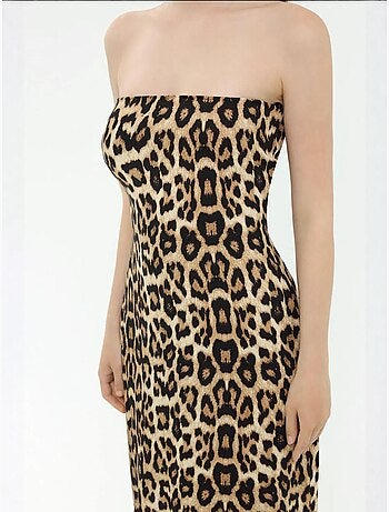 Vestido largo sin tirantes con estampado animal hiccup