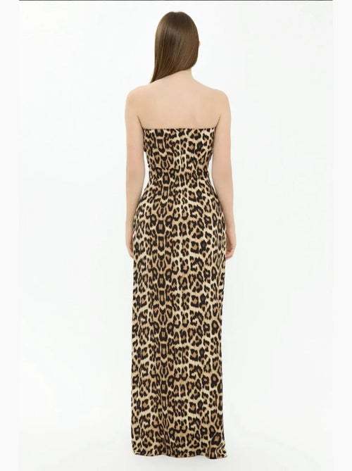 Vestido largo sin tirantes con estampado animal hiccup - Kiabi Vestido largo sin tirantes con estampado animal hiccup - Kiabi