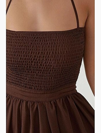 Vestido largo texturizado con cuello cuadrado hiccup