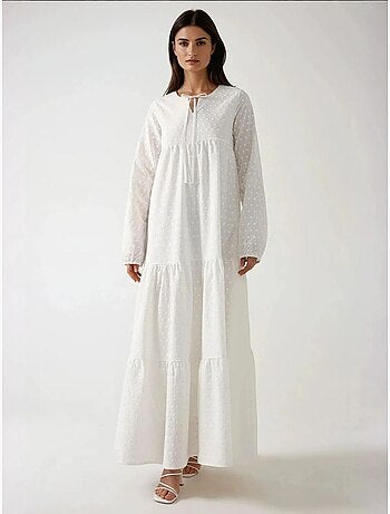 Vestido largo texturizado con cuello redondo hiccup
