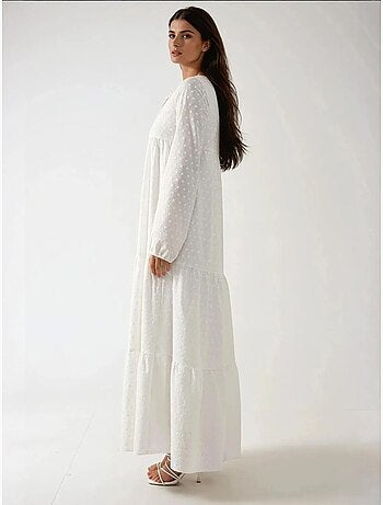 Vestido largo texturizado con cuello redondo hiccup