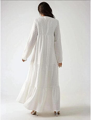 Vestido largo texturizado con cuello redondo hiccup