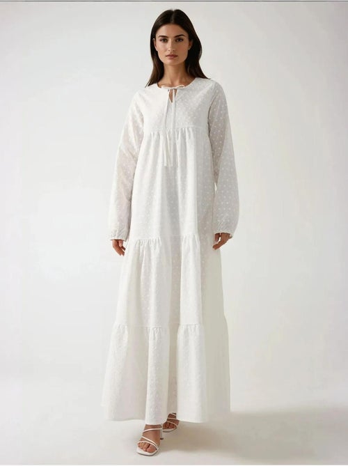 Vestido largo texturizado con cuello redondo hiccup - Kiabi