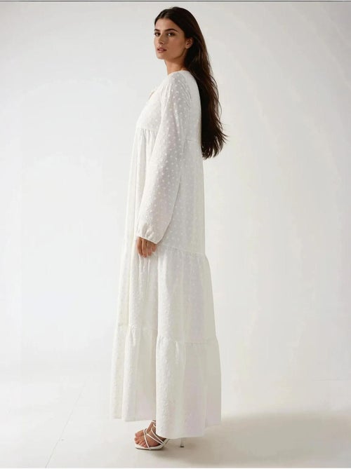 Vestido largo texturizado con cuello redondo hiccup - Kiabi