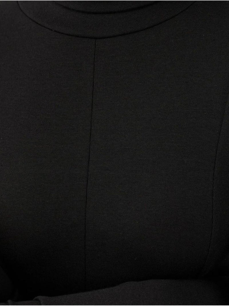 Vestido largo texturizado de medio cuello alto hiccup Negro - Kiabi